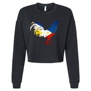 Philippines Gamefowl Filipino Flag Gallegos Rooster style 2 Cropped Pullover Crew