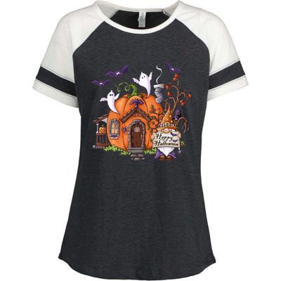 Pumpkin Gnomes Fall Autumn Cute Halloween Thanksgiving Tee Gift Enza Ladies Jersey Colorblock Tee