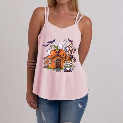 Pumpkin Gnomes Fall Autumn Cute Halloween Thanksgiving Tee Gift Women's Strappy Tank