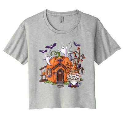 Pumpkin Gnomes Fall Autumn Cute Halloween Thanksgiving Tee Gift Women's Crop Top Tee