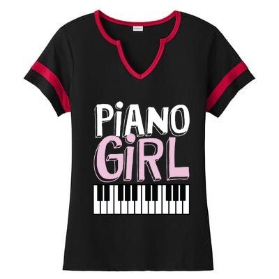 Piano Girl Funny Pianist Music Keyboardist Musician Outfit Ladies Halftime Notch Neck Tee