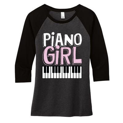 Piano Girl Funny Pianist Music Keyboardist Musician Outfit Women's Tri-Blend 3/4-Sleeve Raglan Shirt