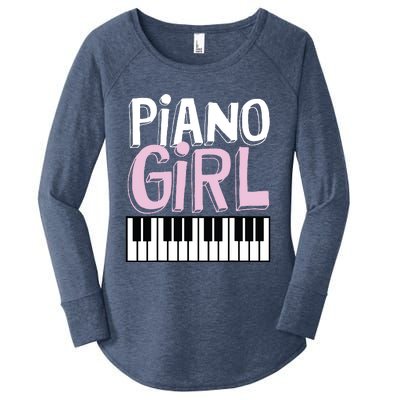 Piano Girl Funny Pianist Music Keyboardist Musician Outfit Women's Perfect Tri Tunic Long Sleeve Shirt