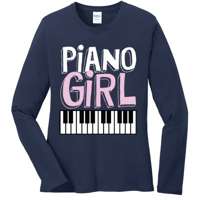 Piano Girl Funny Pianist Music Keyboardist Musician Outfit Ladies Long Sleeve Shirt