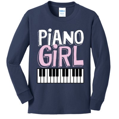 Piano Girl Funny Pianist Music Keyboardist Musician Outfit Kids Long Sleeve Shirt