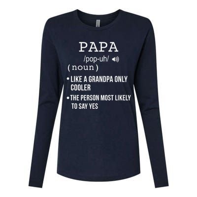 Papa Gift From Grandkids Father's Day Shirt Papa Definition Womens Cotton Relaxed Long Sleeve T-Shirt