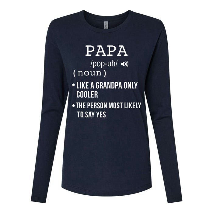 Papa Gift From Grandkids Father's Day Shirt Papa Definition Womens Cotton Relaxed Long Sleeve T-Shirt