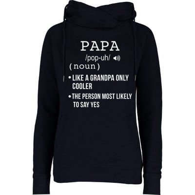 Papa Gift From Grandkids Father's Day Shirt Papa Definition Womens Funnel Neck Pullover Hood