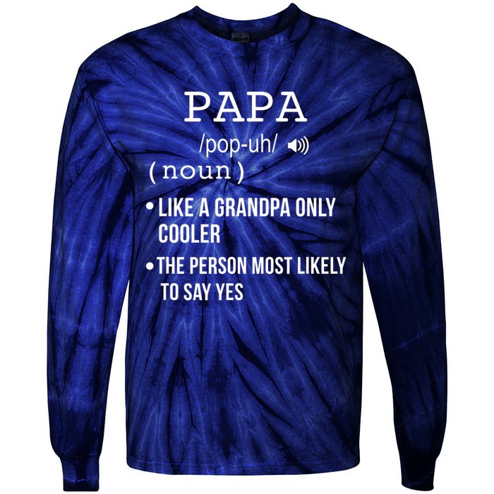 Papa Gift From Grandkids Father's Day Shirt Papa Definition Tie-Dye Long Sleeve Shirt