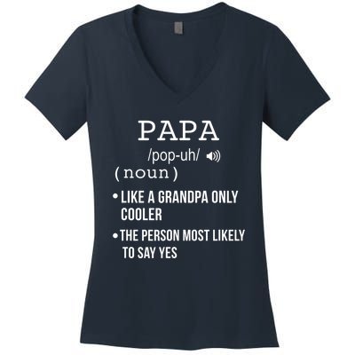 Papa Gift From Grandkids Father's Day Shirt Papa Definition Women's V-Neck T-Shirt