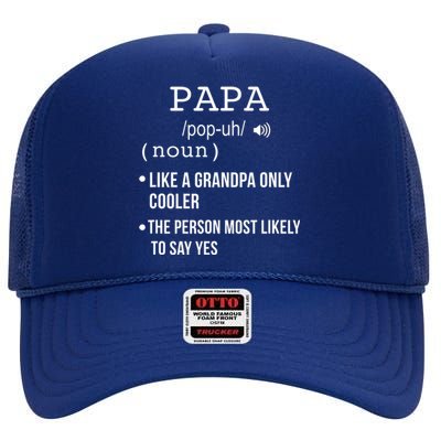 Papa Gift From Grandkids Father's Day Shirt Papa Definition High Crown Mesh Back Trucker Hat