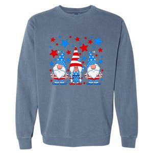 Patriotic Gnomes Fireworks USA Independence Day 4th Of July Gift Garment-Dyed Sweatshirt