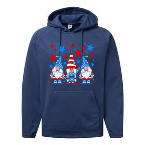 Patriotic Gnomes Fireworks USA Independence Day 4th Of July Gift Performance Fleece Hoodie