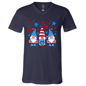 Patriotic Gnomes Fireworks USA Independence Day 4th Of July Gift V-Neck T-Shirt