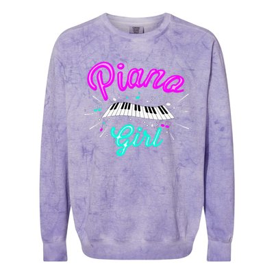 Piano Girl Funny Pianist Music Keyboardist Musician Outfit Colorblast Crewneck Sweatshirt