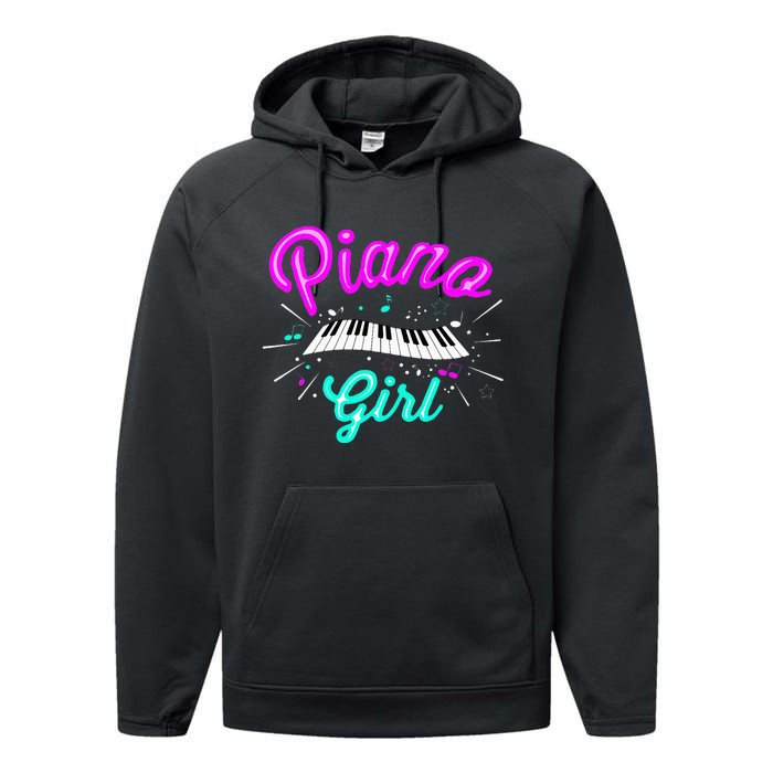 Piano Girl Funny Pianist Music Keyboardist Musician Outfit Performance Fleece Hoodie