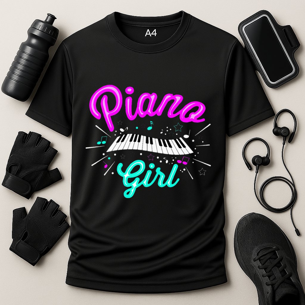 Piano Girl Funny Pianist Music Keyboardist Musician Outfit Cooling Performance Crew T-Shirt