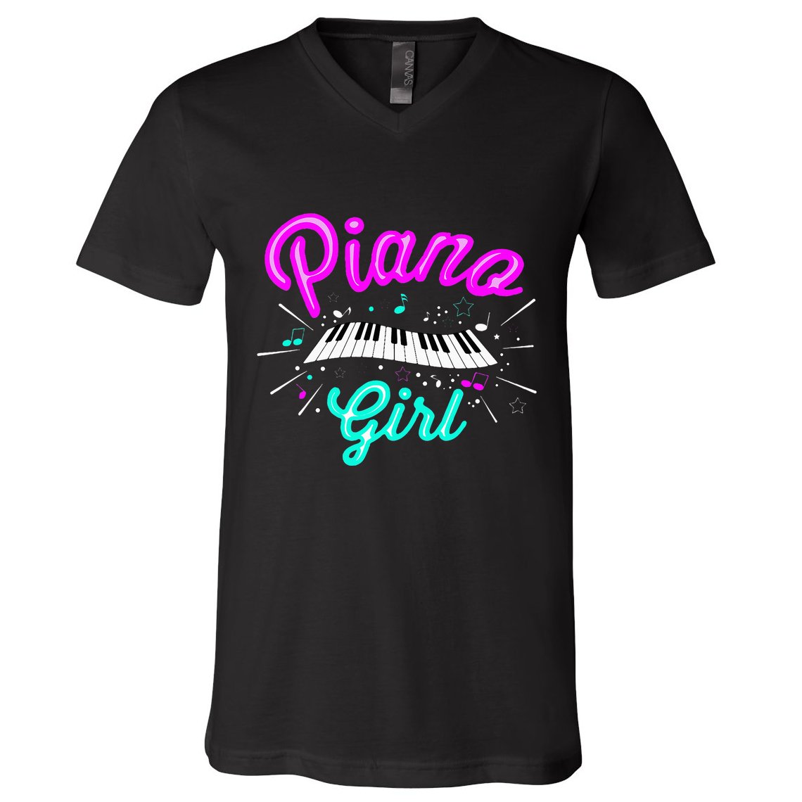 Piano Girl Funny Pianist Music Keyboardist Musician Outfit V-Neck T-Shirt