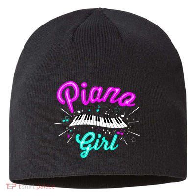 Piano Girl Funny Pianist Music Keyboardist Musician Outfit Sustainable Beanie