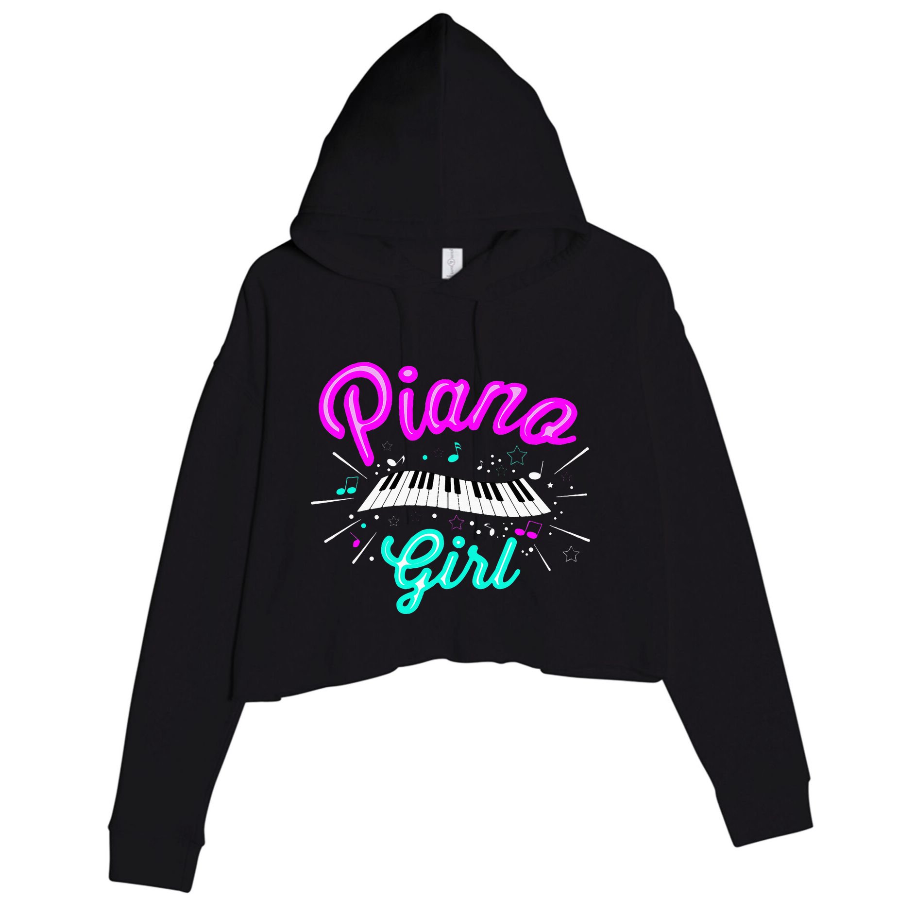 Piano Girl Funny Pianist Music Keyboardist Musician Outfit Crop Fleece Hoodie