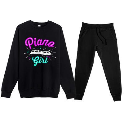 Piano Girl Funny Pianist Music Keyboardist Musician Outfit Premium Crewneck Sweatsuit Set