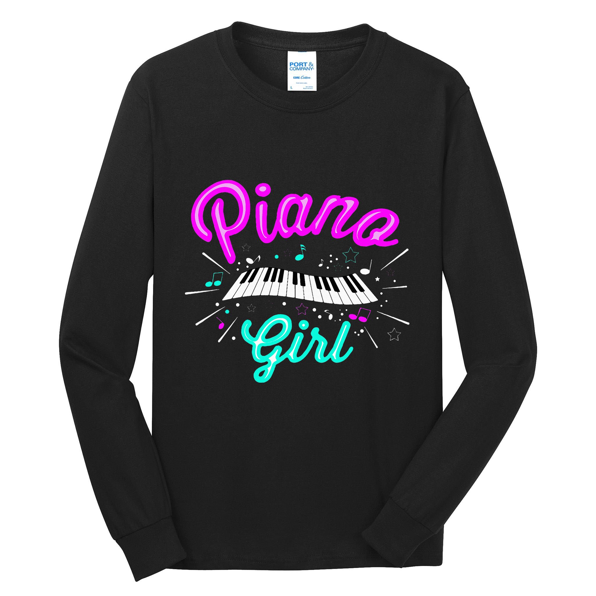 Piano Girl Funny Pianist Music Keyboardist Musician Outfit Tall Long Sleeve T-Shirt