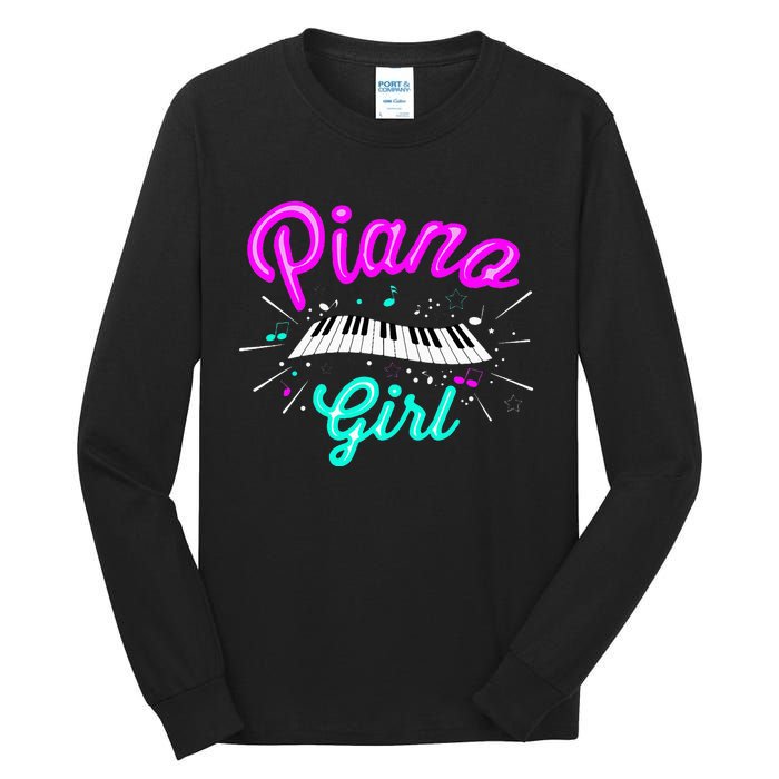 Piano Girl Funny Pianist Music Keyboardist Musician Outfit Tall Long Sleeve T-Shirt