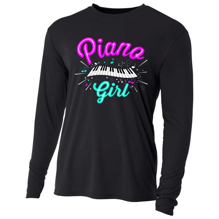 Piano Girl Funny Pianist Music Keyboardist Musician Outfit Cooling Performance Long Sleeve Crew