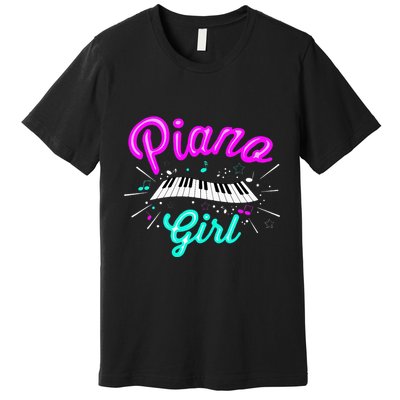 Piano Girl Funny Pianist Music Keyboardist Musician Outfit Premium T-Shirt