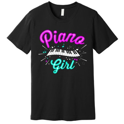 Piano Girl Funny Pianist Music Keyboardist Musician Outfit Premium T-Shirt