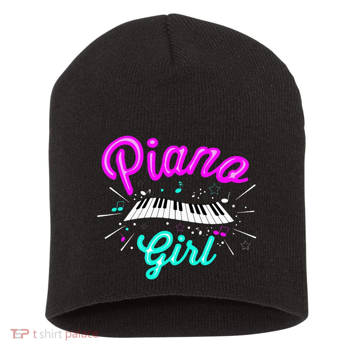 Piano Girl Funny Pianist Music Keyboardist Musician Outfit Short Acrylic Beanie