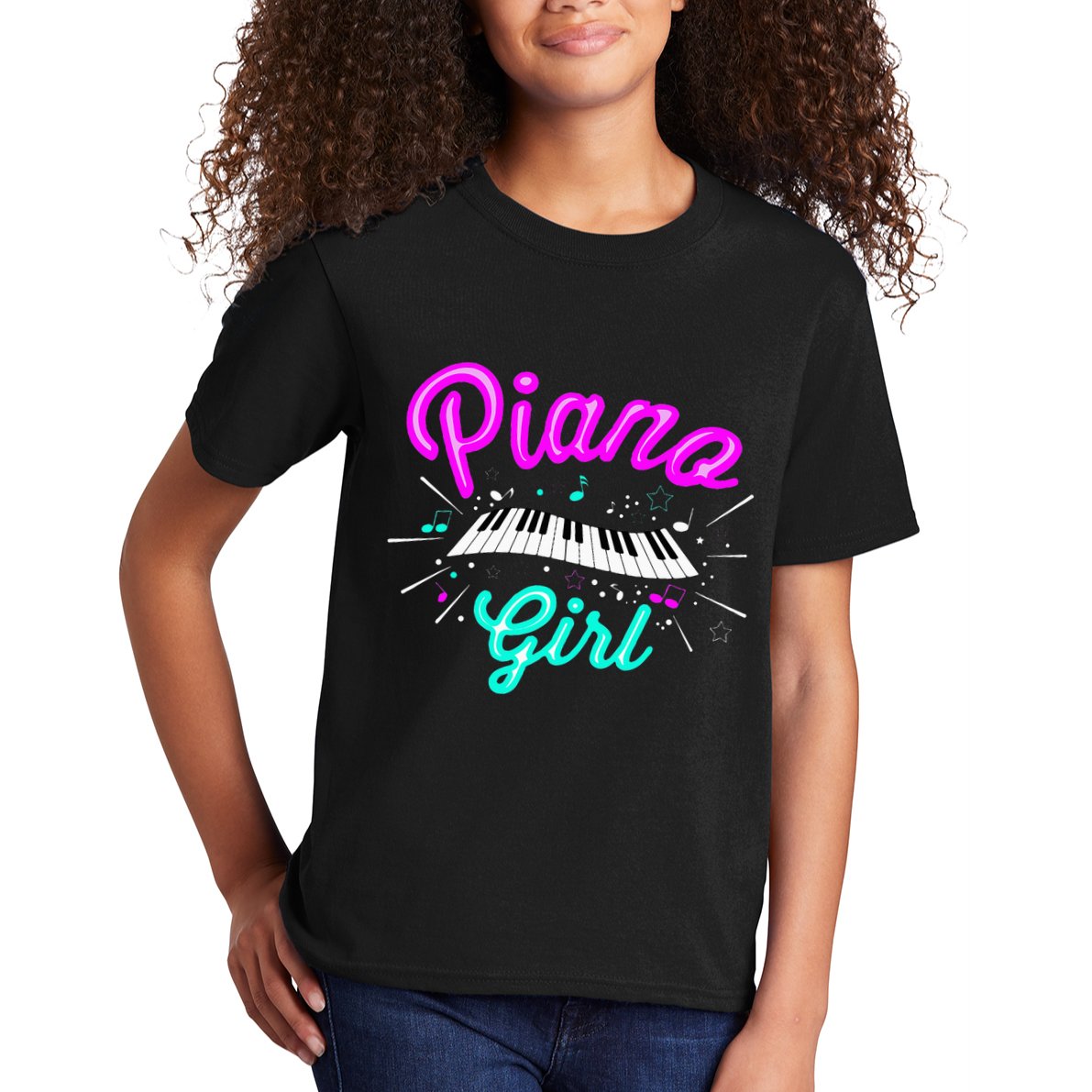 Piano Girl Funny Pianist Music Keyboardist Musician Outfit Kids T-Shirt
