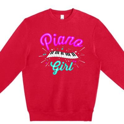 Piano Girl Funny Pianist Music Keyboardist Musician Outfit Premium Crewneck Sweatshirt