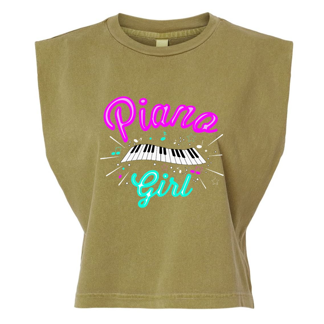 Piano Girl Funny Pianist Music Keyboardist Musician Outfit Garment-Dyed Women's Muscle Tee