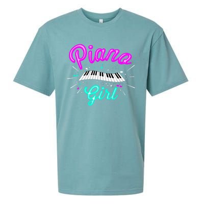 Piano Girl Funny Pianist Music Keyboardist Musician Outfit Sueded Cloud Jersey T-Shirt