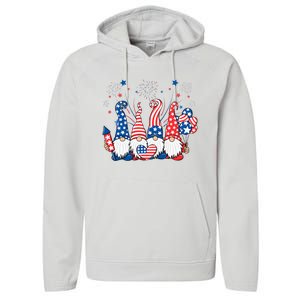 Patriotic Gnomes Fireworks USA Independence Day 4th Of July Performance Fleece Hoodie