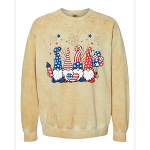 Patriotic Gnomes Fireworks USA Independence Day 4th Of July Colorblast Crewneck Sweatshirt