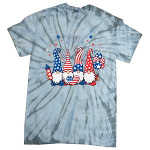 Patriotic Gnomes Fireworks USA Independence Day 4th Of July Tie-Dye T-Shirt