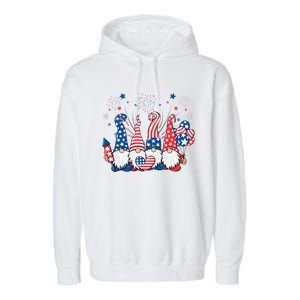 Patriotic Gnomes Fireworks USA Independence Day 4th Of July Garment-Dyed Fleece Hoodie