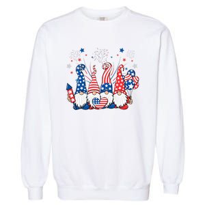 Patriotic Gnomes Fireworks USA Independence Day 4th Of July Garment-Dyed Sweatshirt