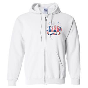 Patriotic Gnomes Fireworks USA Independence Day 4th Of July Full Zip Hoodie