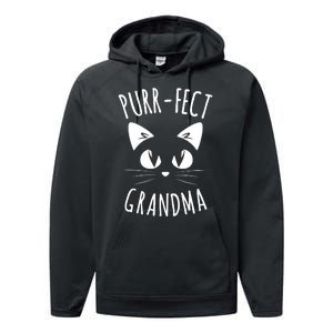 PURRFECT Grandma Fur Mom Cute Cat Lover Animal Gift Performance Fleece Hoodie