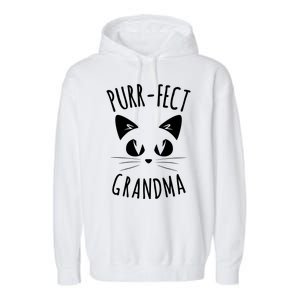 PURRFECT Grandma Fur Mom Cute Cat Lover Animal Gift Garment-Dyed Fleece Hoodie