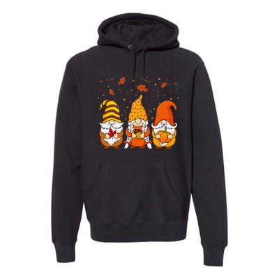 Pumpkin Gnomes Fall Autumn Cute Halloween Thanksgiving Premium Hoodie