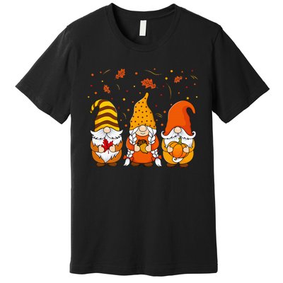 Pumpkin Gnomes Fall Autumn Cute Halloween Thanksgiving Premium T-Shirt