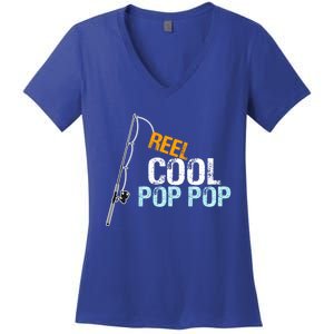 Poppop Gift From Granddaughter Grandson Reel Cool Pop Pop Cute Gift Women's V-Neck T-Shirt