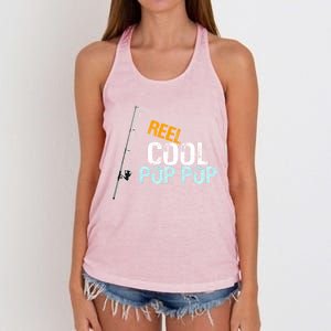 Poppop Gift From Granddaughter Grandson Reel Cool Pop Pop Cute Gift Women's Knotted Racerback Tank