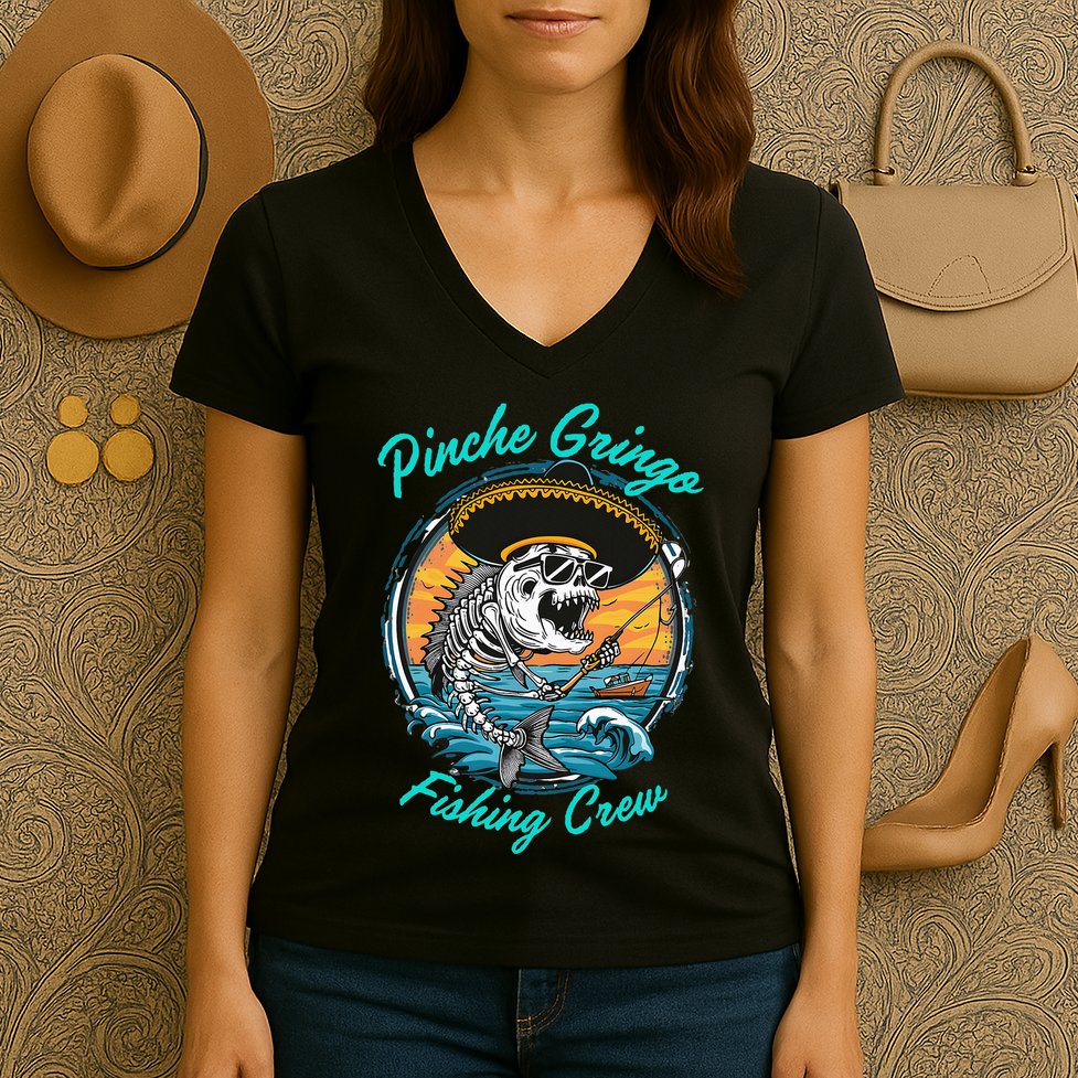 P.I.N.C.H.E G.R.I.N.G.O Fishing Crew Women's V-Neck T-Shirt