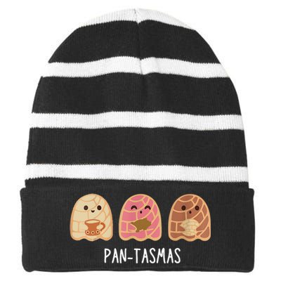 Pantasmas Ghost Funny Spooky Conchas Mexican Ghost Striped Beanie with Solid Band