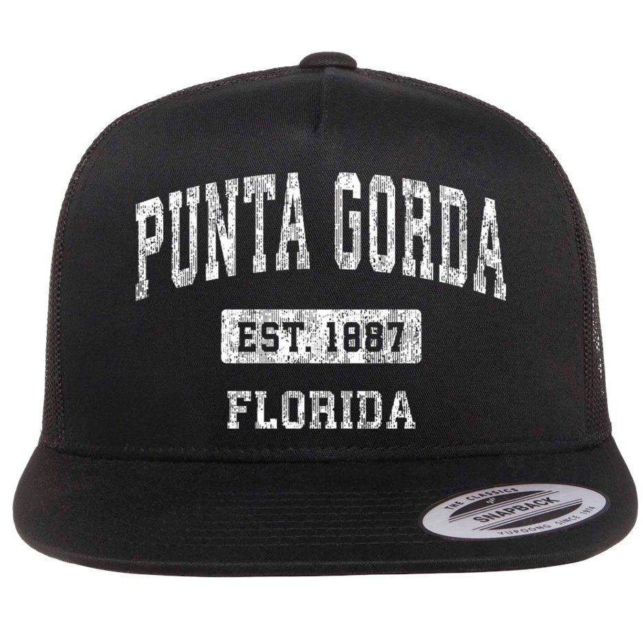 Punta Gorda Florida Fl Vintage Sports Flat Bill Trucker Hat